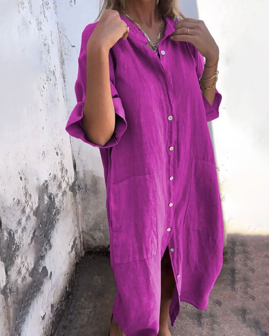 Josefien | Women's Shirt Dress Tie-Waist V-Neck Midi