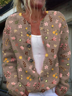 Stine | Women's Vintage Floral Button-Front Cardigan