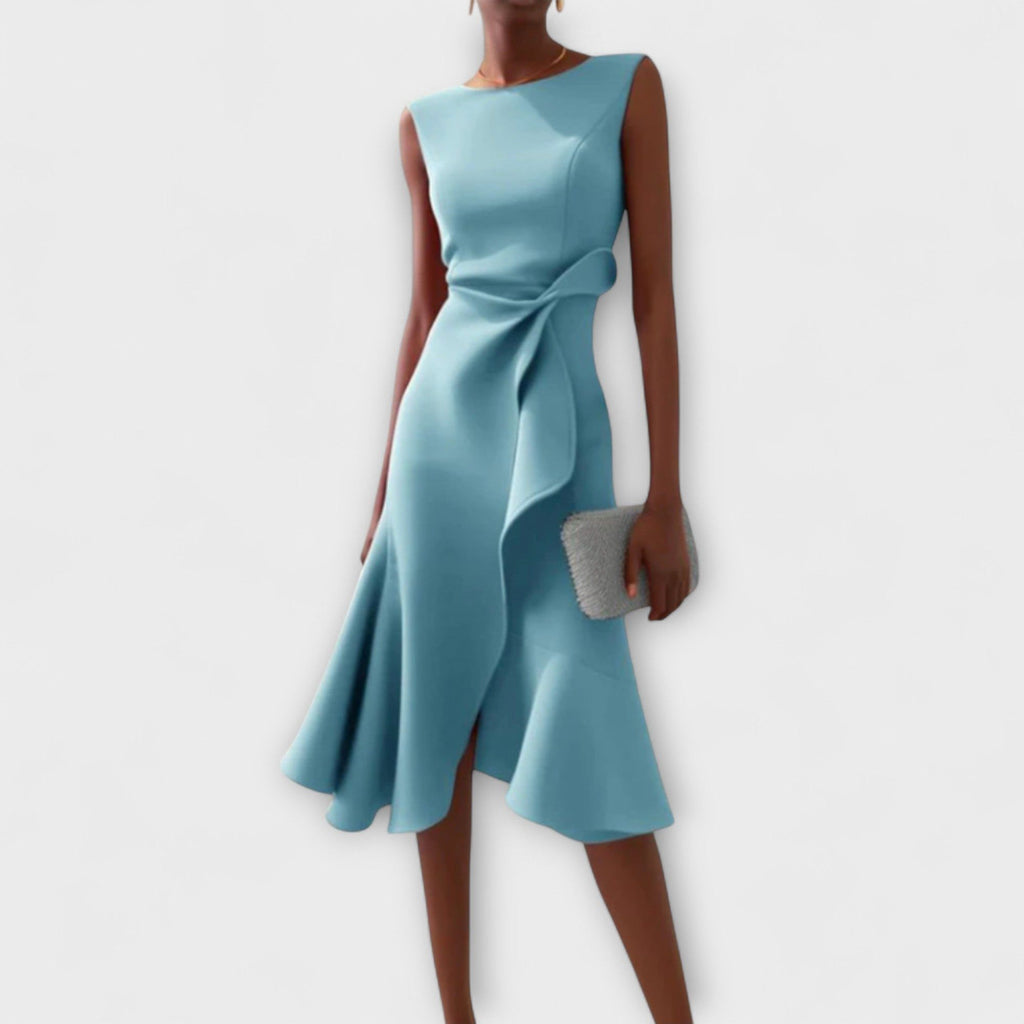 Liana | Women's Asymmetric Midi Dress with V-Neck
