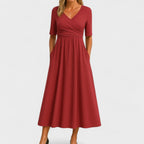 Georgina | Women's Pleated Wrap Midi Dress