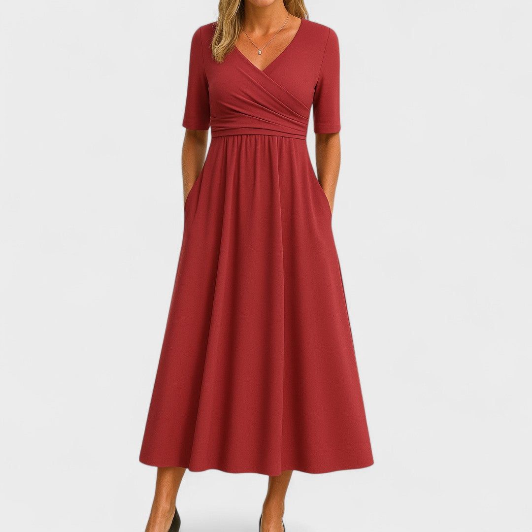 Georgina | Women's Pleated Wrap Midi Dress
