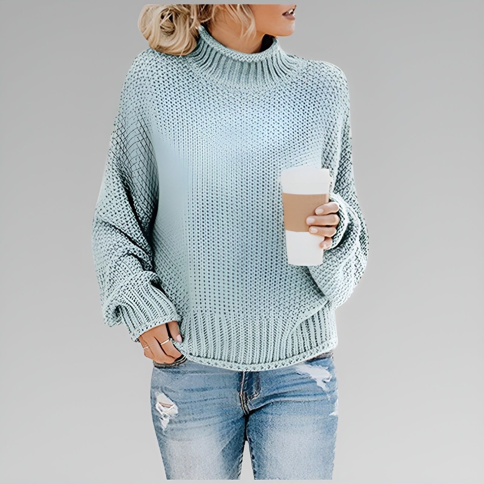 Everly | Women's Relaxed Mock Turtleneck Knit Sweater