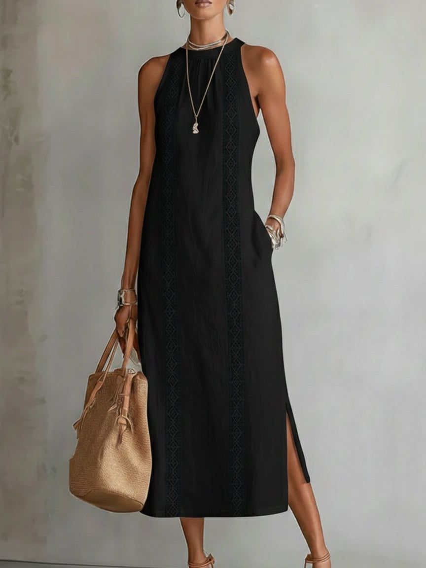 Lieke | Women's Midi Dress with Mao Collar