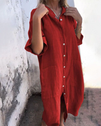 Josefien | Women's Shirt Dress Tie-Waist V-Neck Midi
