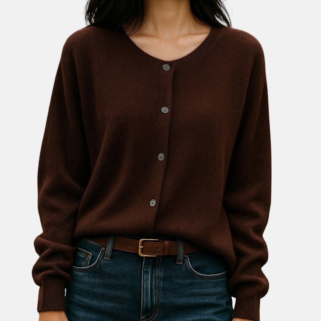 Charlotte | Women's Mink Cashmere Button-Up Sweater