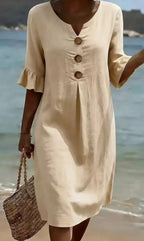 Kaia | Women's V-Neck Ruffle Sleeve Midi Dress