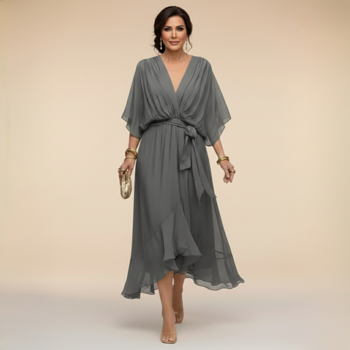 Louise | Women's V-Neck Waist-Tie Maxi Dress
