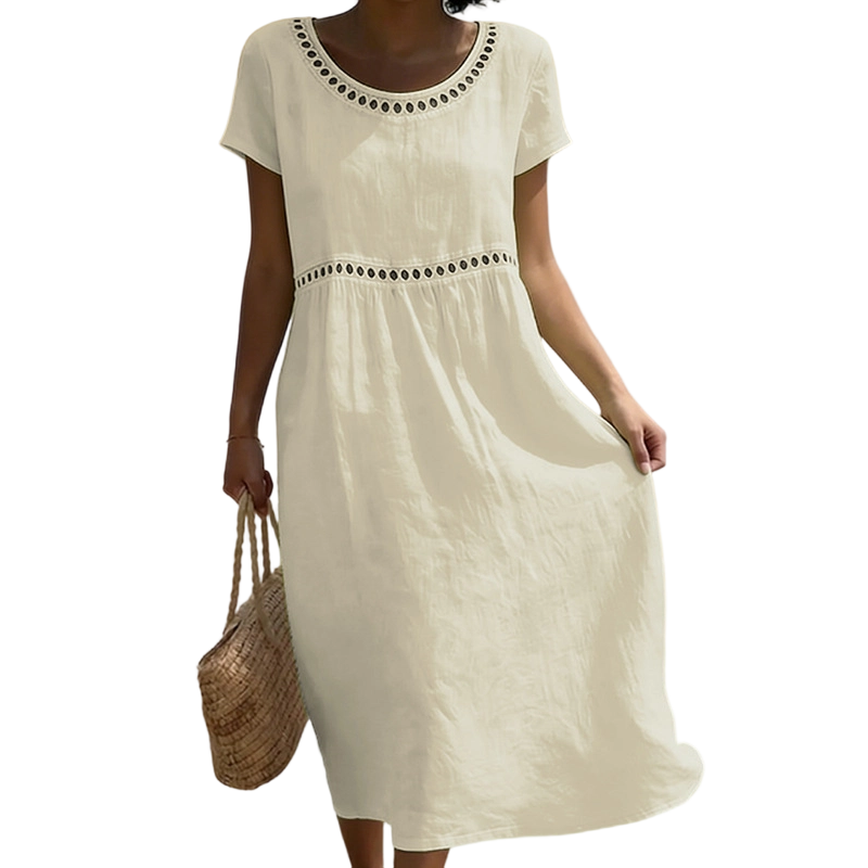 Greta | Women's Lace-Trim A-Line Midi Dress - Summer Occasions
