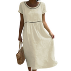 Greta | Women's Lace-Trim A-Line Midi Dress - Summer Occasions
