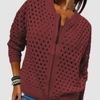 Saskia | Women's Cutout Knit Cardigan with Zipper Front