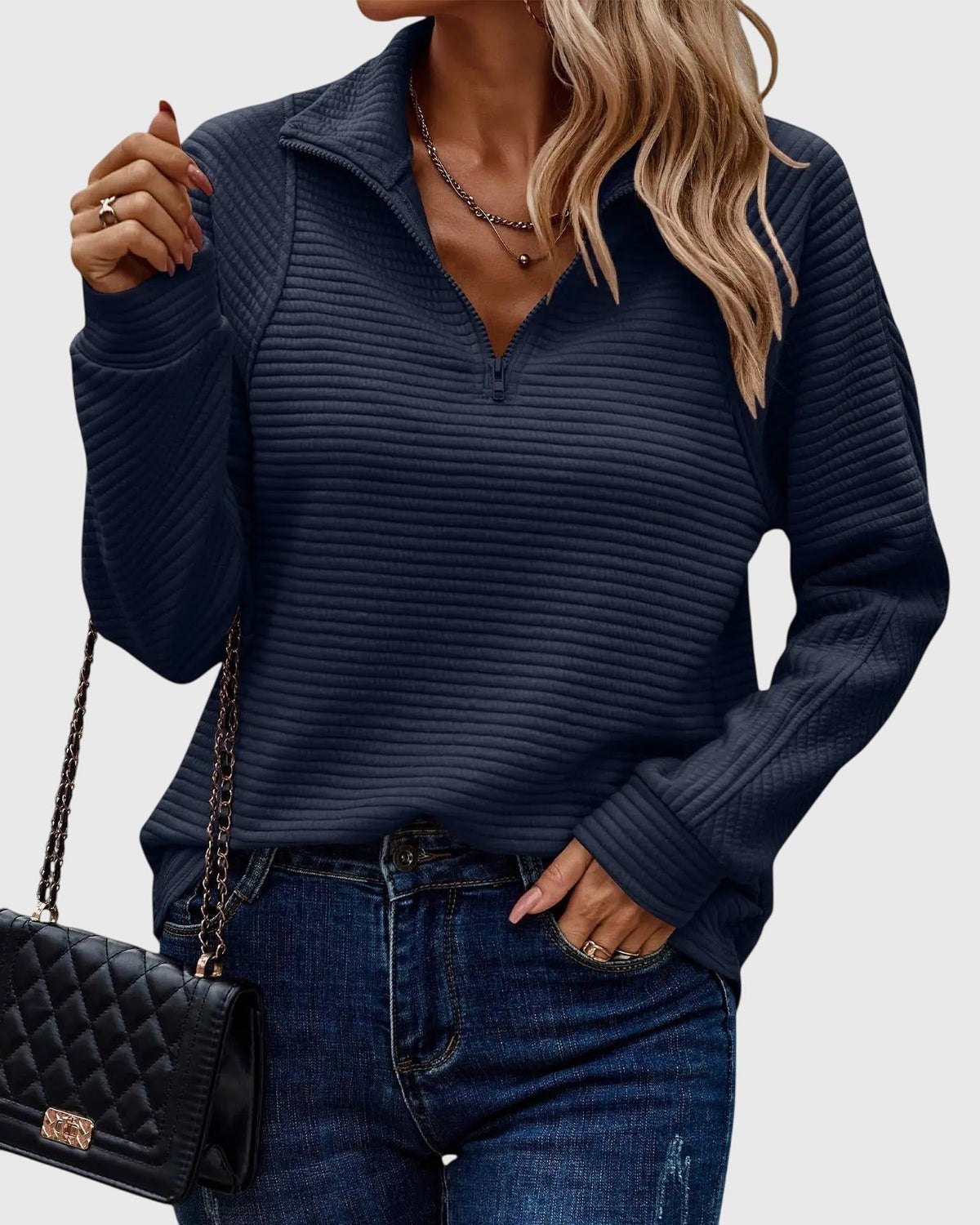 Quinn | Women's Half-Zip Turtleneck Sweater
