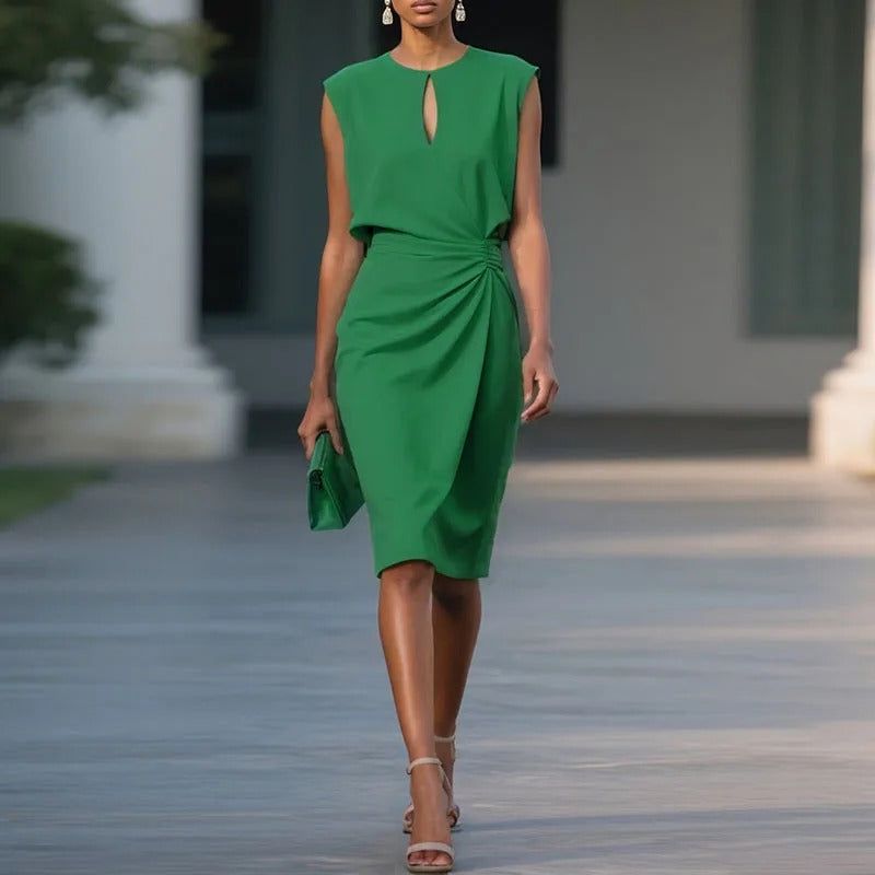 Luca | Women's Elegant V-Neck Midi Dress – Office to Cocktail