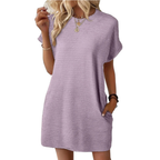Franka | Women's Crew Neck Textured Mini Dress with Pockets