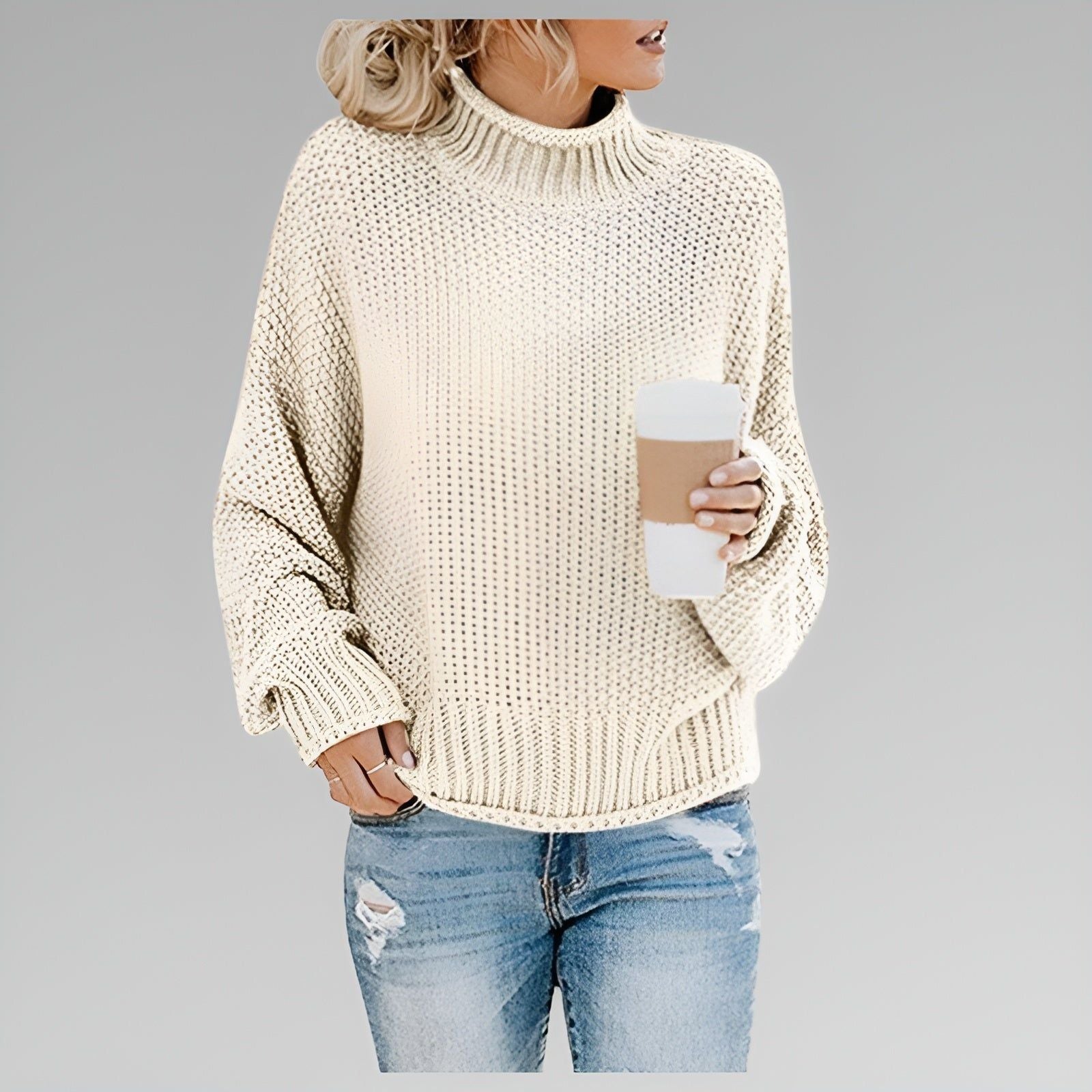Everly | Women's Relaxed Mock Turtleneck Knit Sweater