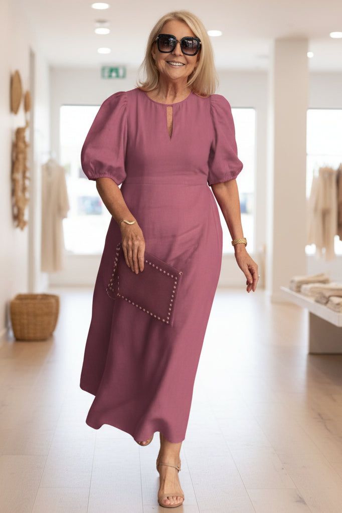 Lore | Women's Puff Sleeve Midi Dress – Dinner & Weekend Wear