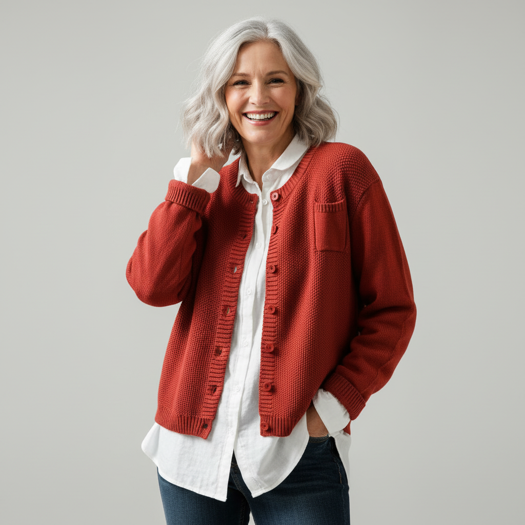 Sanne | Women's Cardigan V-Neck Chest Pocket Knit