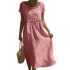 Greta | Women's Lace-Trim A-Line Midi Dress - Summer Occasions