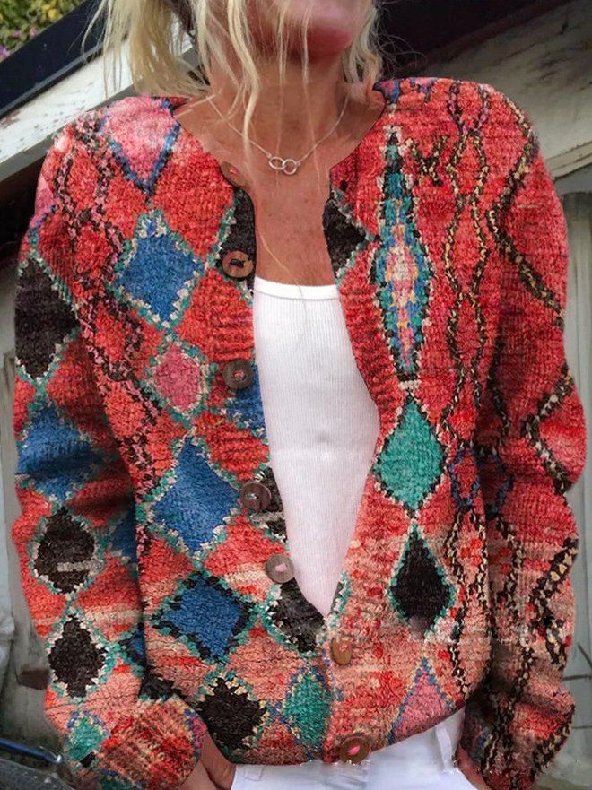 Stine | Women's Vintage Floral Button-Front Cardigan