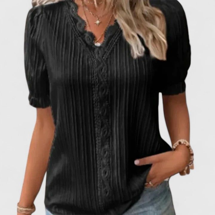 Beatrice | Women's V-Neck Short Sleeve Blouse