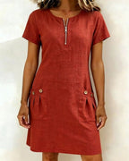 Katja | Women's A-Line Short Sleeve Midi Dress