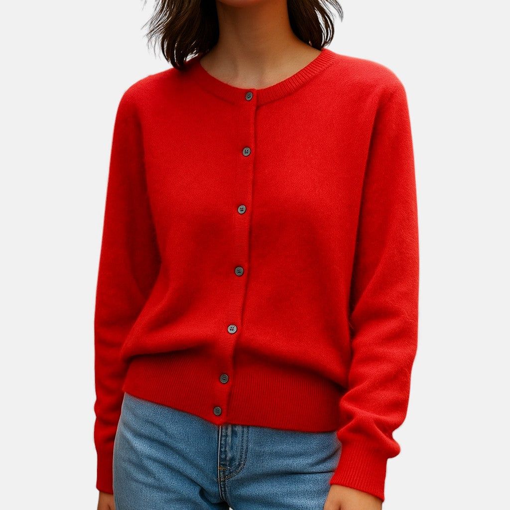 Charlotte | Women's Mink Cashmere Button-Up Sweater