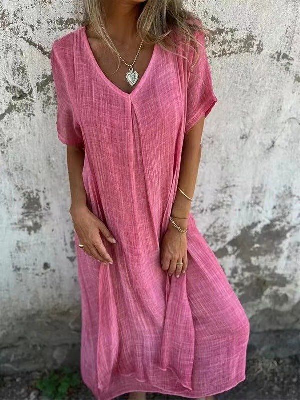Mabel | Women's V-Neck Midi Dress Relaxed-Fit