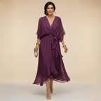 Louise | Women's V-Neck Waist-Tie Maxi Dress