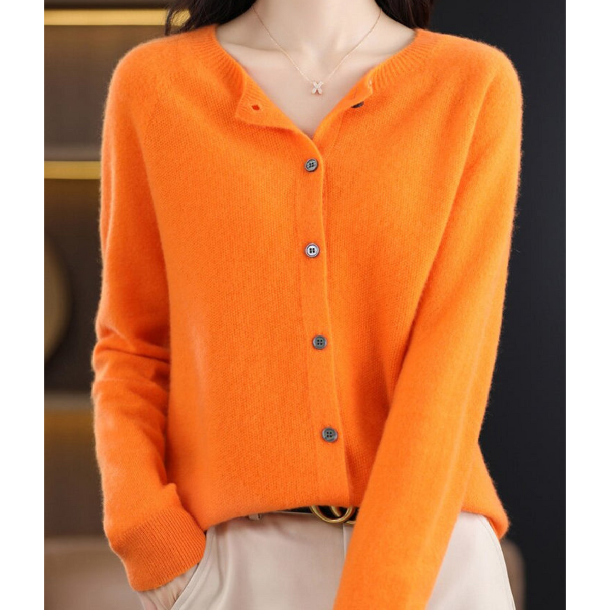 Noor | Women's Button Front V-Neck Cardigan – Winter Layering
