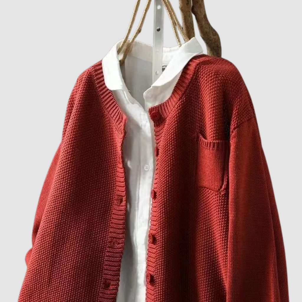 Sanne | Women's Cardigan V-Neck Chest Pocket Knit