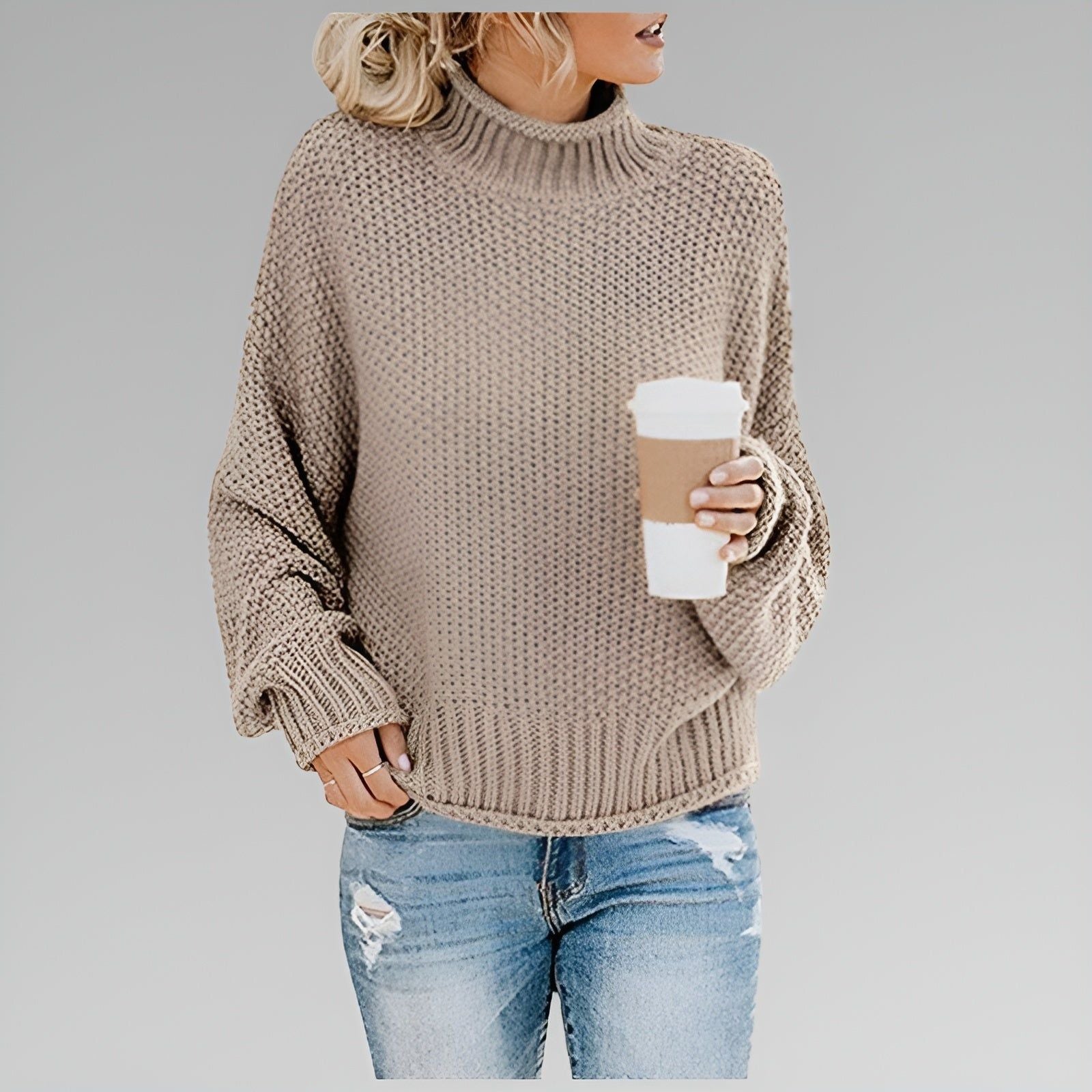 Everly | Women's Relaxed Mock Turtleneck Knit Sweater