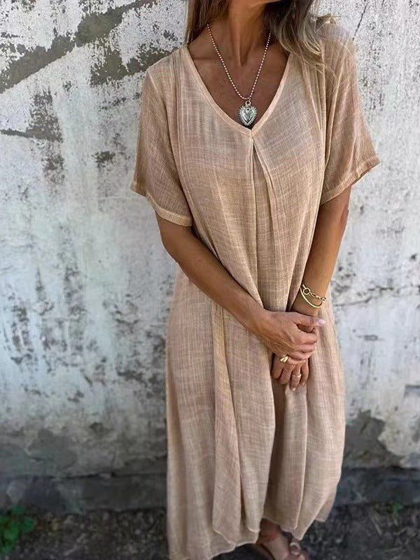 Mabel | Women's V-Neck Midi Dress Relaxed-Fit