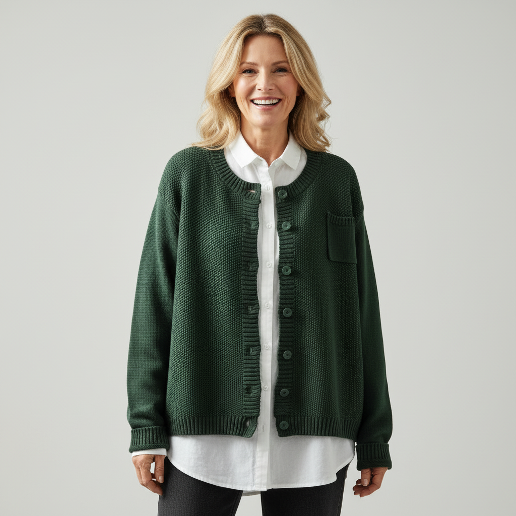 Sanne | Women's Cardigan V-Neck Chest Pocket Knit