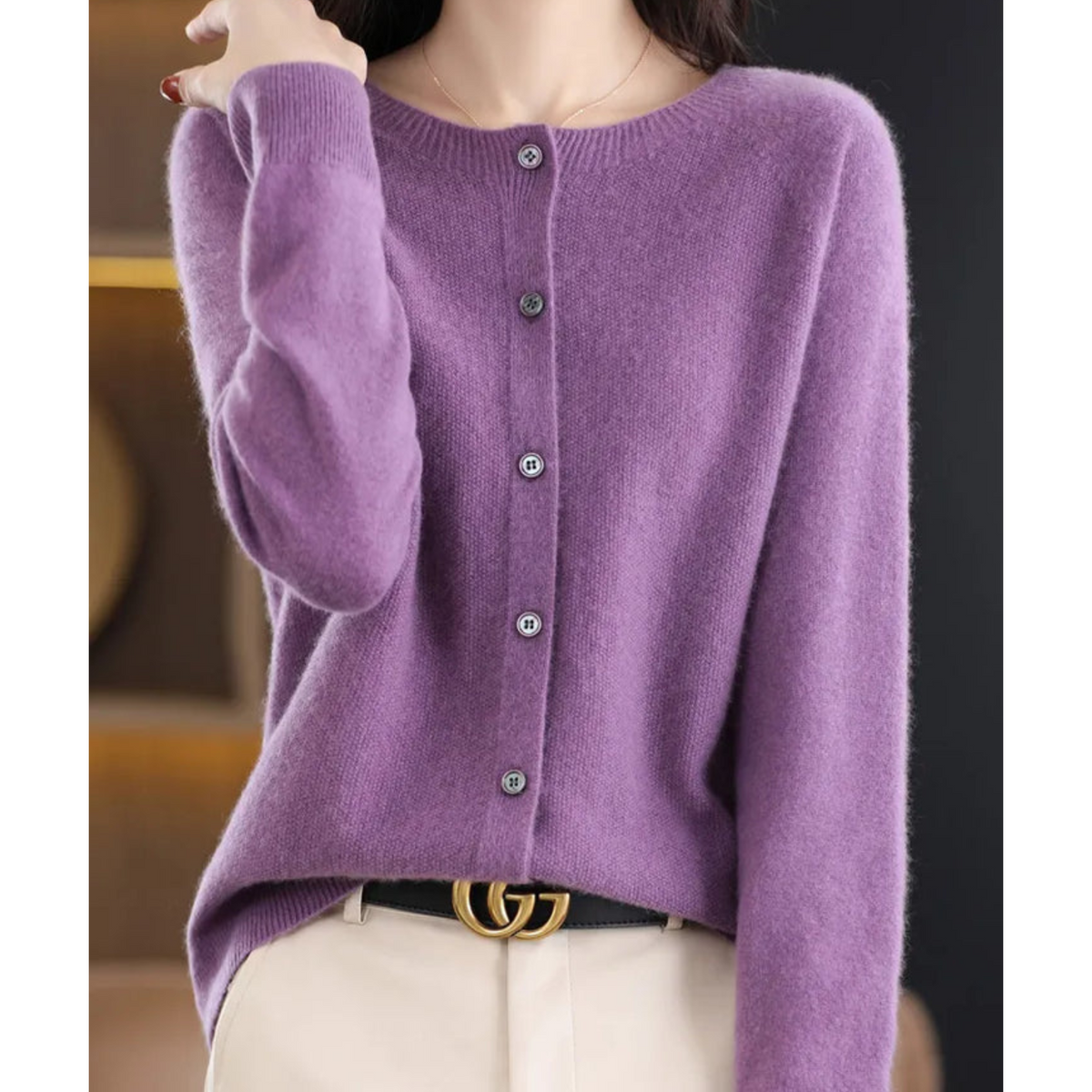 Noor | Women's Button Front V-Neck Cardigan – Winter Layering