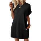 Franka | Women's Crew Neck Textured Mini Dress with Pockets
