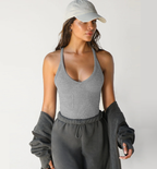 Gro | Women's Ribbed V-Neck Racerback Tank Top