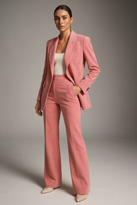 Madelief | Women's V-Neck Blazer & Wide Leg Pants Two-Piece Set