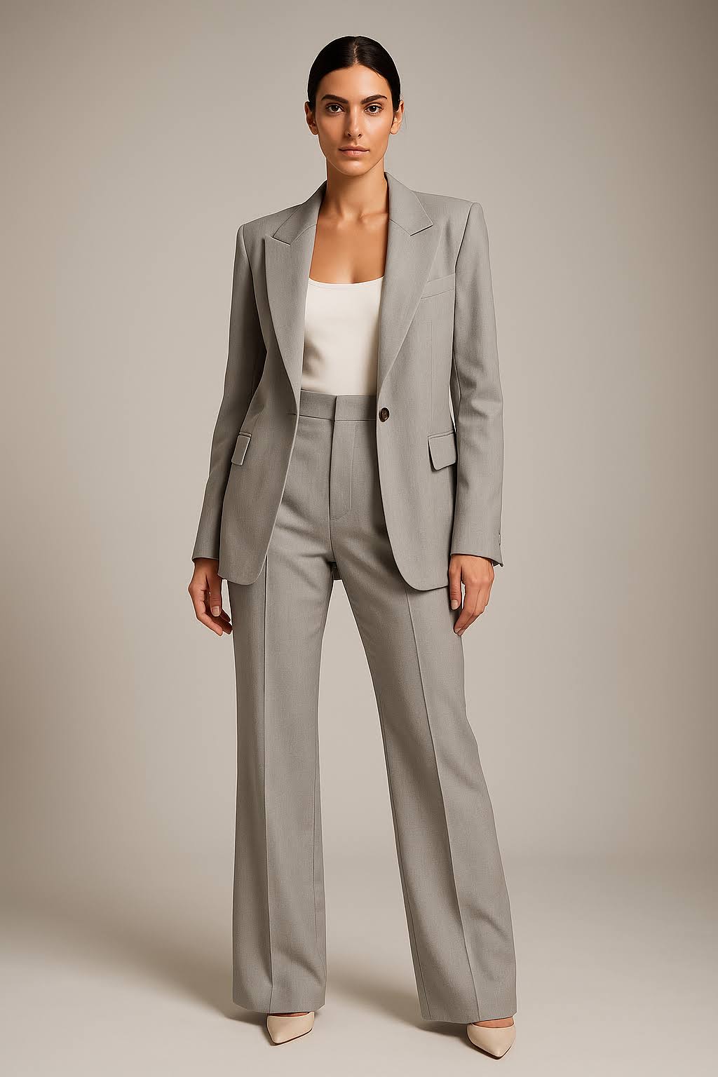 Madelief | Women's V-Neck Blazer & Wide Leg Pants Two-Piece Set