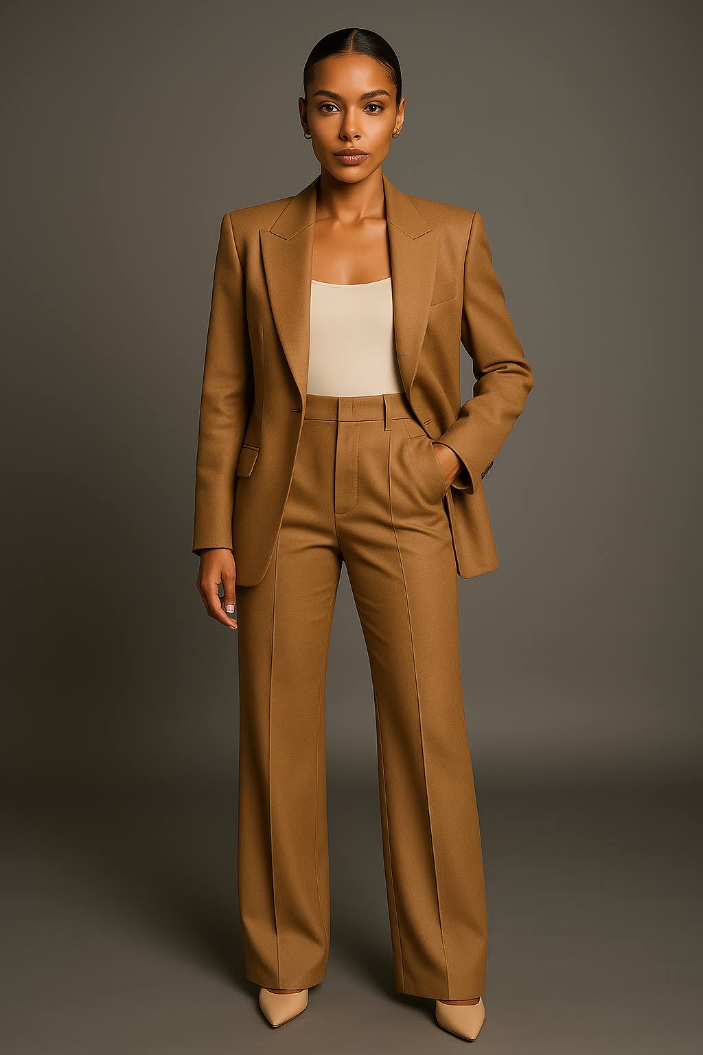 Madelief | Women's V-Neck Blazer & Wide Leg Pants Two-Piece Set