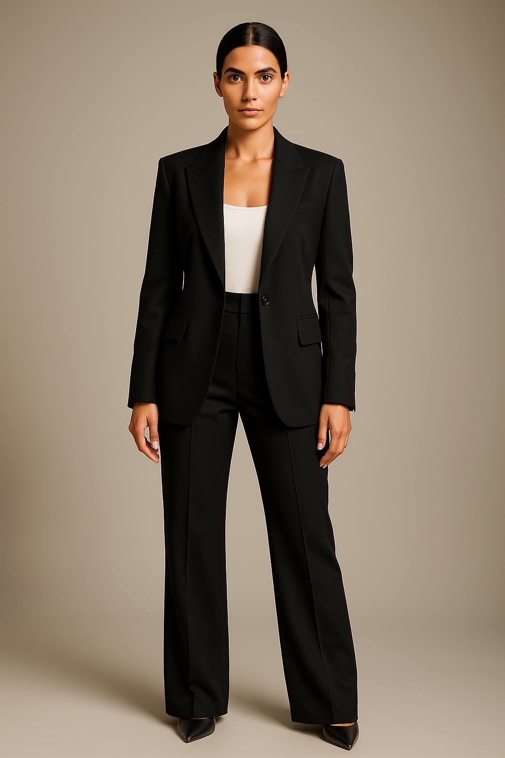 Madelief | Women's V-Neck Blazer & Wide Leg Pants Two-Piece Set