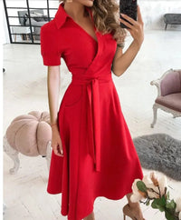 Zita | Women's Wrap Front A-Line Midi Dress