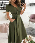 Zita | Women's Wrap Front A-Line Midi Dress