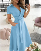 Zita | Women's Wrap Front A-Line Midi Dress