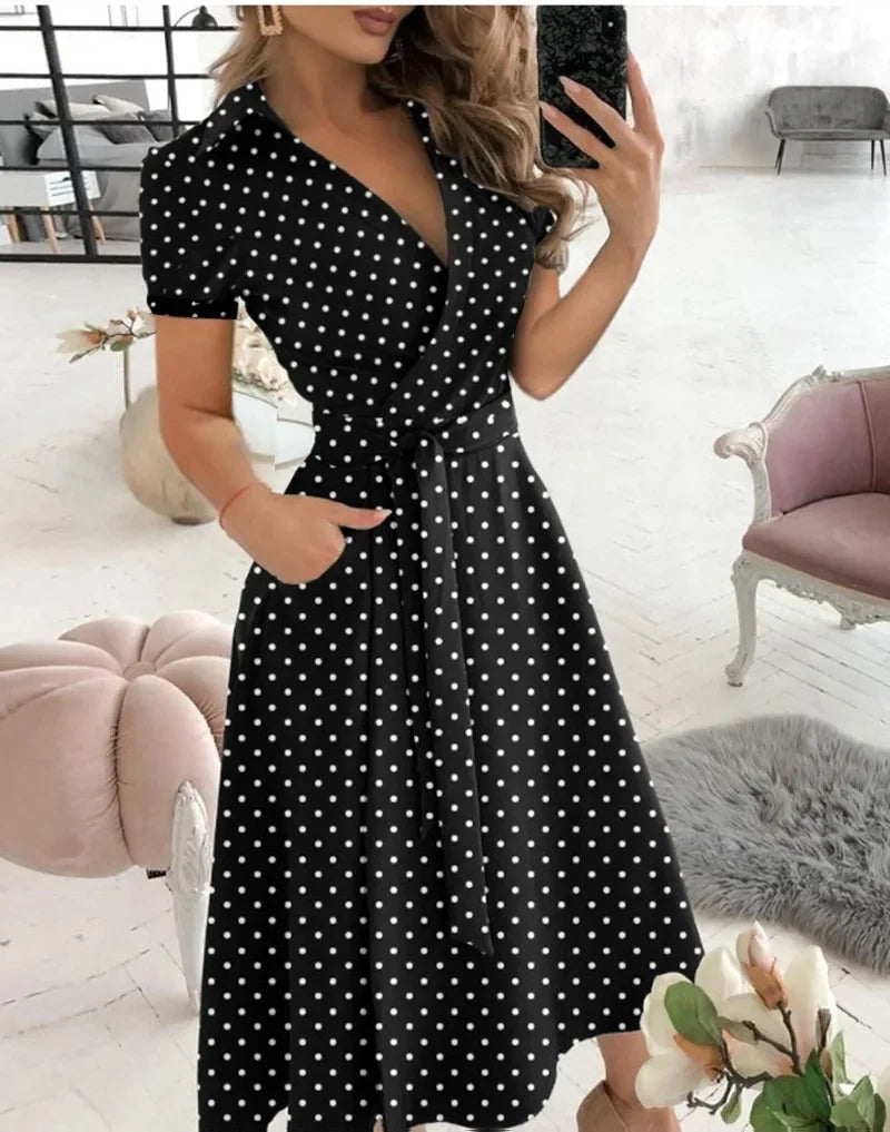 Zita | Women's Wrap Front A-Line Midi Dress