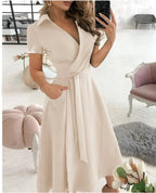 Zita | Women's Wrap Front A-Line Midi Dress