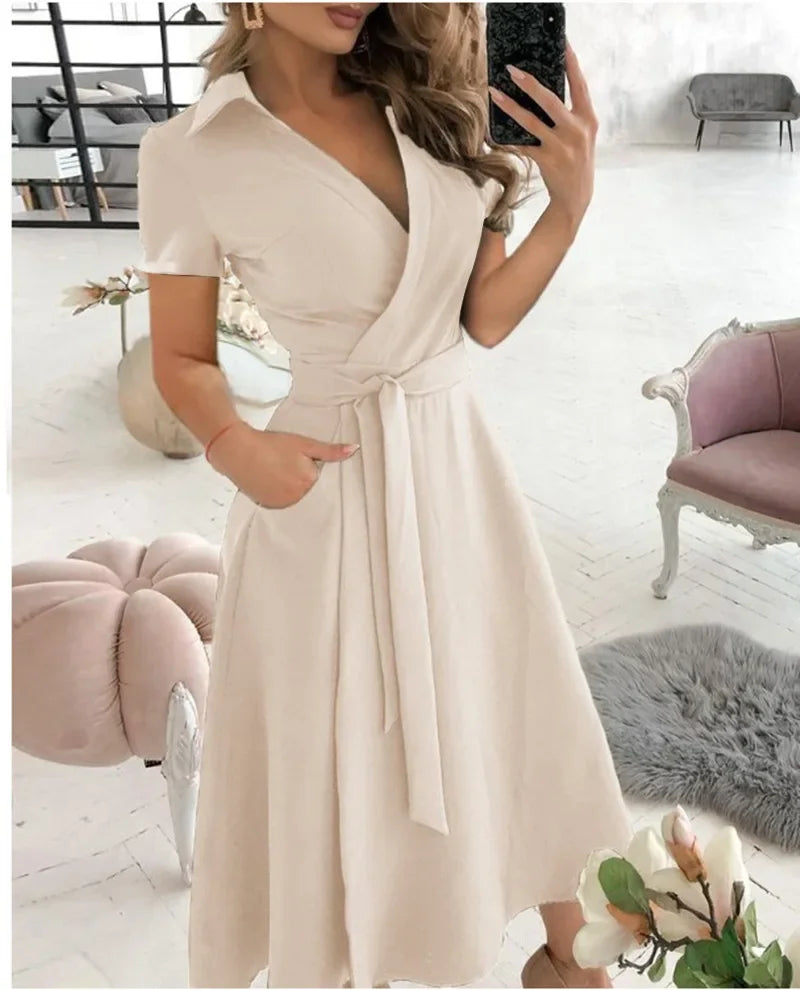 Zita | Women's Wrap Front A-Line Midi Dress