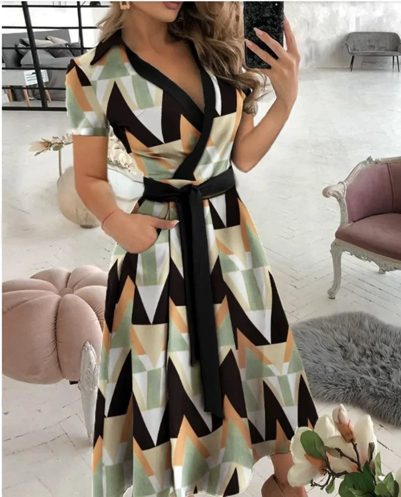 Zita | Women's Wrap Front A-Line Midi Dress