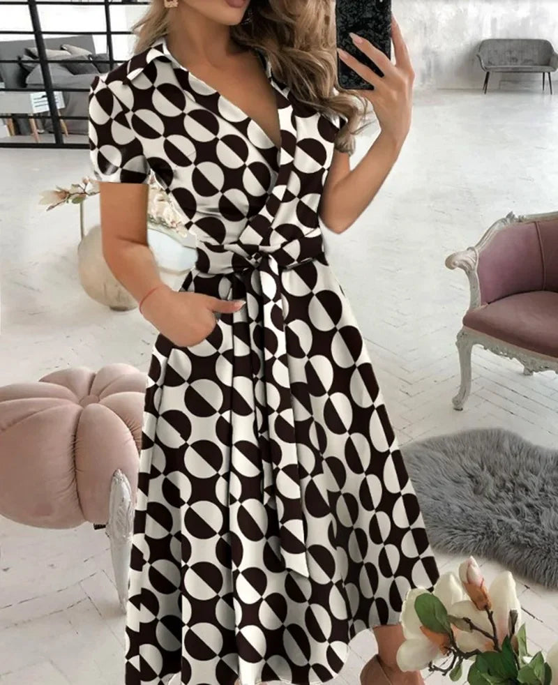 Zita | Women's Wrap Front A-Line Midi Dress