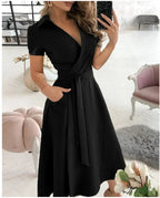 Zita | Women's Wrap Front A-Line Midi Dress