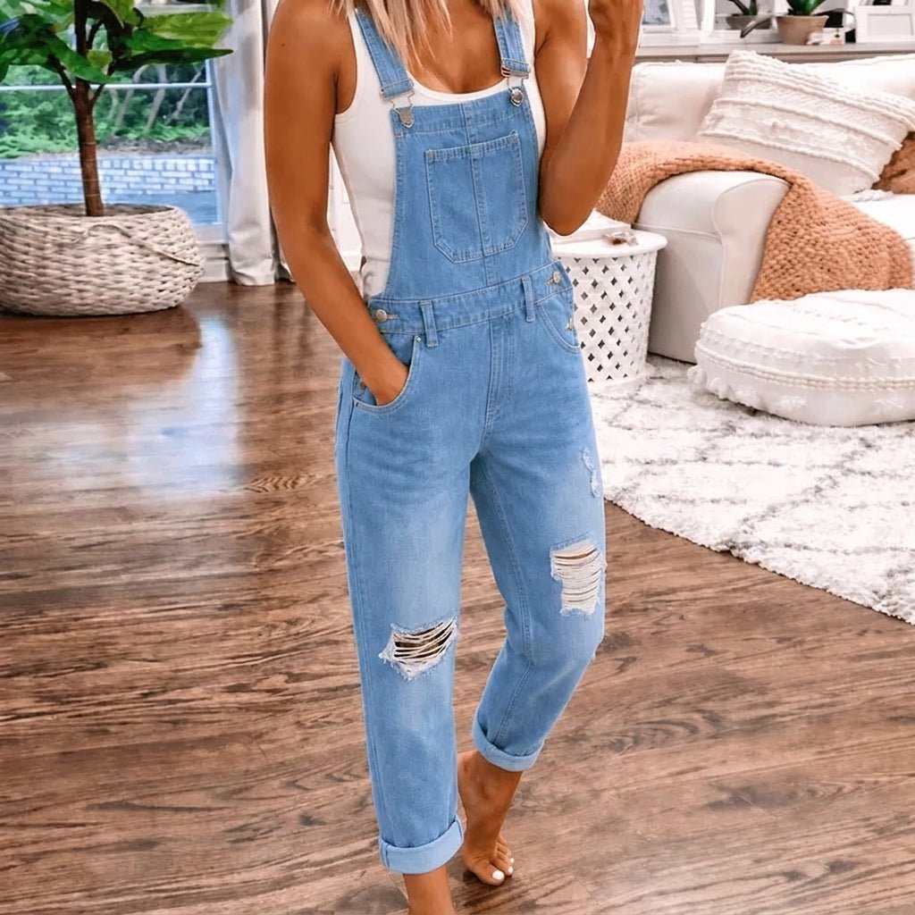 Ingrid | Women's Straight-Leg Jumpsuit with Bib Pocket and Rolled Cuffs