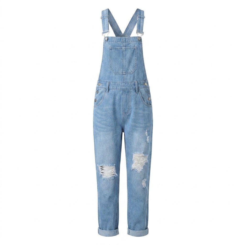 Ingrid | Women's Straight-Leg Jumpsuit with Bib Pocket and Rolled Cuffs